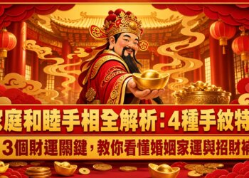 家庭和睦手相全解析：4種手紋特徵+3個財運關鍵，教你看懂婚姻家運與招財補強